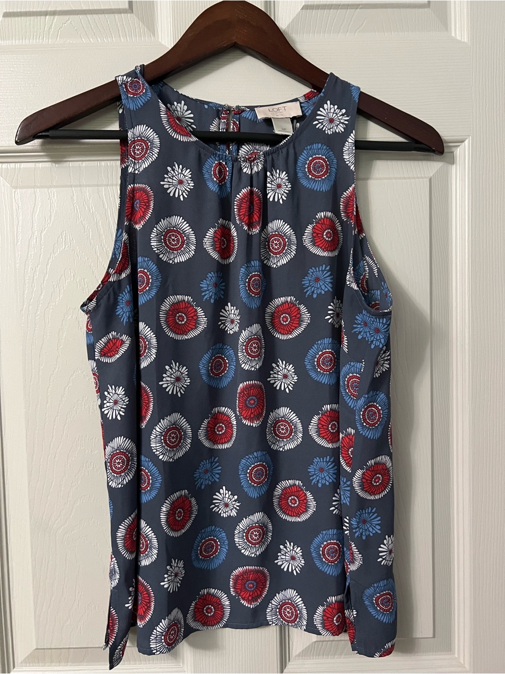 LOFT Navy Floral Medallion Tank with Red & Blue Accents